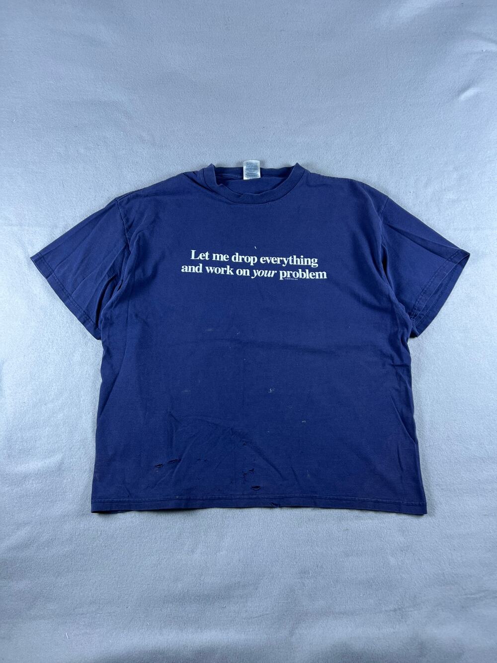 Vintage Y2K Funny Humor Slogan Mens Blue Comedy Streetwear Men’s XL Tee